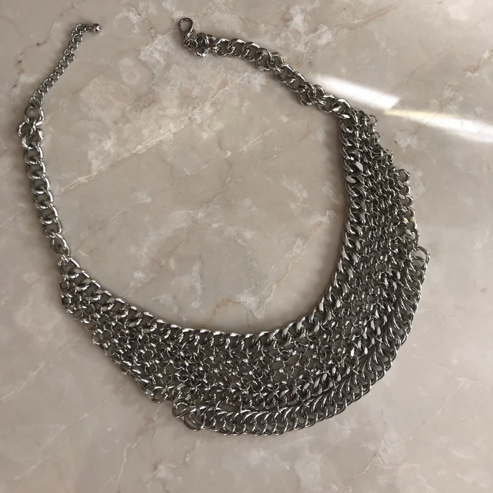 Silver chain mail necklace